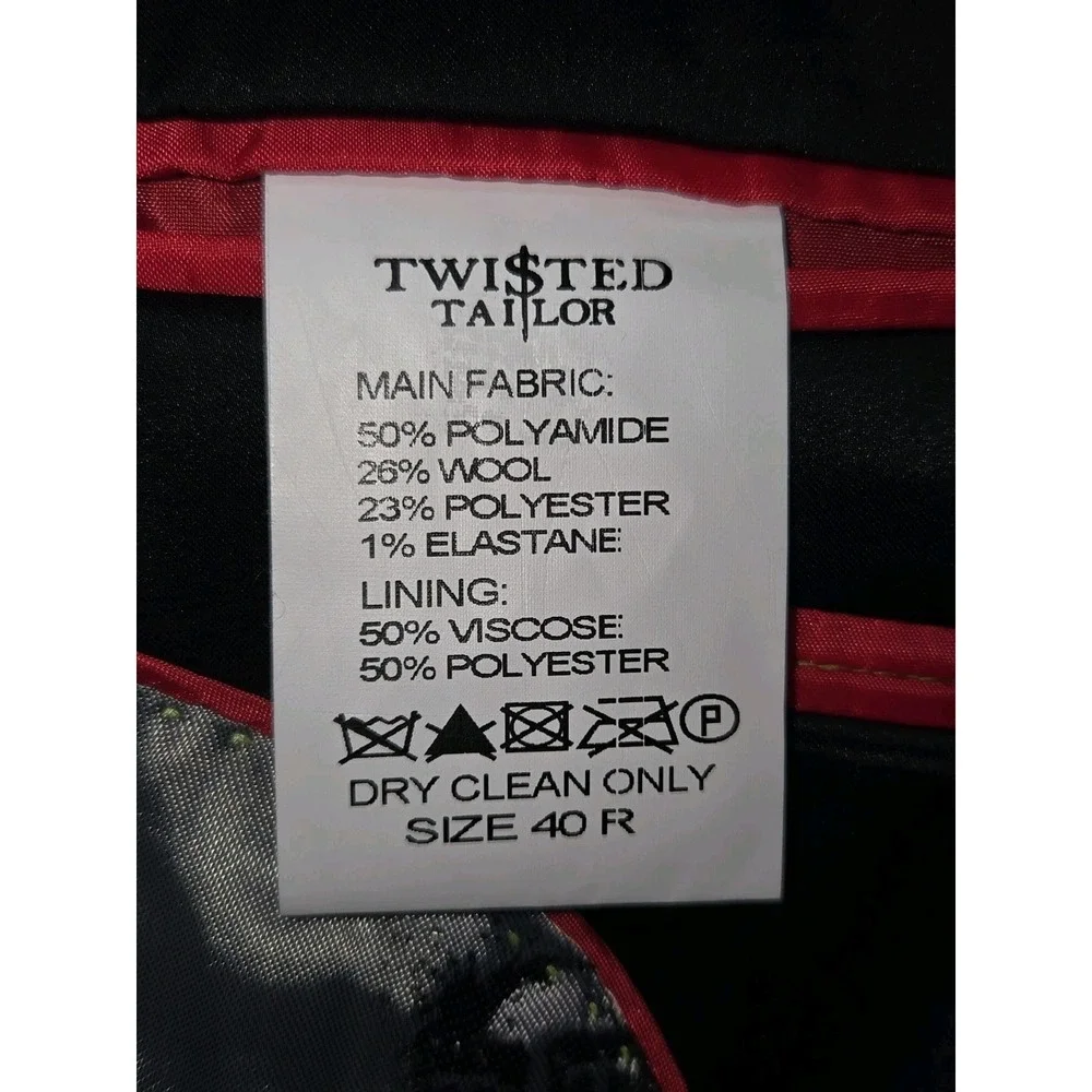 Twisted Tailor Suit Jacket Blazer Floral Mens Size 40 R Serde‎ Grey / Black